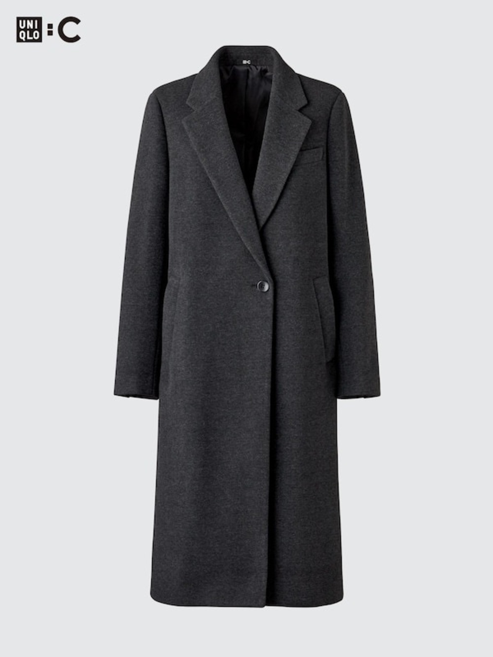 UNIQLO Black Single-Button Long Trench Coat
